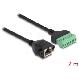 DELOCK 66060 - Cable RJ45 toma Cat.6 > bloque de terminales, incorporado, 2 m