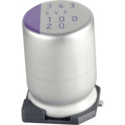 PANASONIC SVP 100/20 - Condensador de polímero, 100µF, 20V, 2000h, ESR bajo