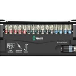 WERA 5071109001 - Bit Set Bit-Check Inoxidable, 30 piezas mixtas, acero inoxidable
