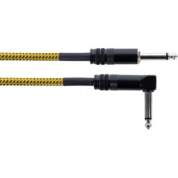 CORDIAL EI 3 PR-TW-YE - Cable de audio, conector mono de 6,3 mm, textil negro/amarillo,