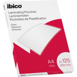 IBICO 627318 - Bolsas para plastificar, A4, 2x125Mic, brillo, paquete de 100