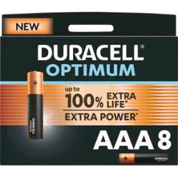 DURA OPT AAA8 - Duracell Optimum, pila alcalina, AAA (Micro), paquete de 8