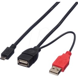 ROLINE 19081009 - USB 2,0 Y-cable, Un macho/hembra a Micro B macho, 1m.