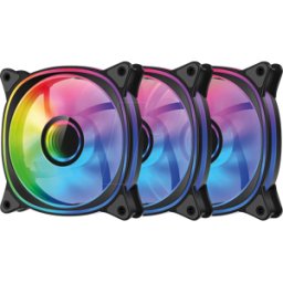 LCCF120ARGBKITB - Juego de ventilador LC POWER ARGB de 3, 120 mm, negro, con buje