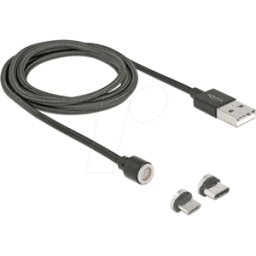 DELOCK 85723 - Cable de carga y datos magnético USB 2in1 Micro-B / Tipo-C 1,10