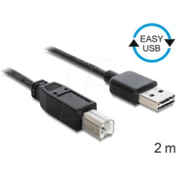 DELOCK 83359 - Cable USB 2.0, conector macho A EASY a conector macho B, 2 m