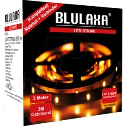 BLULAXA 49141 - Tiras LED, blanco cálido, 3000 mm, incl. Fuente de alimen