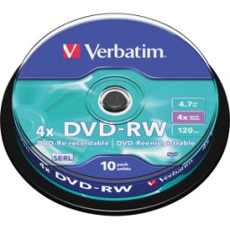 VERBATIM 43552 - DVD-RW 4,7 GB, mate, husillo de 10 unidades