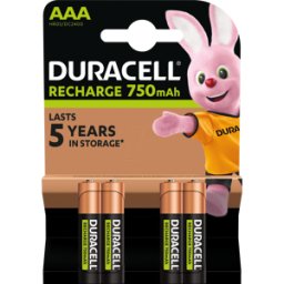 DURACELL DURA NIMH 4AAA - Batería NiMH, AAA (Micro), 750 mAh, paquete de 4