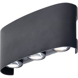 OPTONICA OPT 7409 - Lámpara de pared, 6 W, 3000 K, 480 lm, negro, IP 65