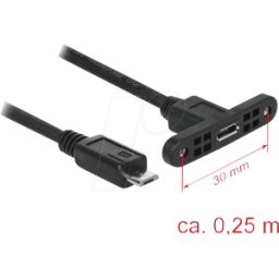 DELOCK 85245 - Cable USB 2,0, conector Micro B a conector Micro B, 0,25 m..