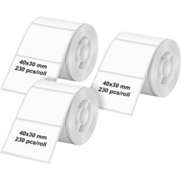 OLYMPIA 6321 - Rollo de etiquetas, 40 mm x 30 mm, paquete de 3 piezas, blanco