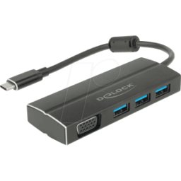 DELOCK 63932 - Adaptador USB 3,1 Tipo-C > 3x USB-A + VGA
