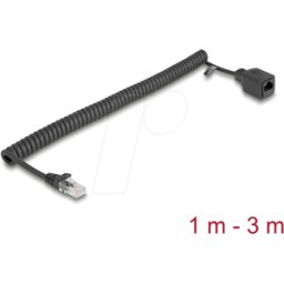 DELOCK 90672 - Cable espiral RJ45 macho a hembra Cat.5e 1 m a 3 m negro