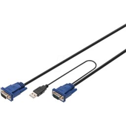 DIGITUS DIGI DS-19233 - Juego cables KVM, VGA, USB, 5 m