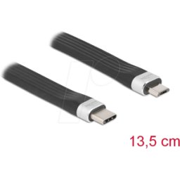 DELOCK 86793 - Cable plano USB 2.0, paquete C En micro-B St., 13,5 cm