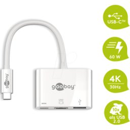 GOOBAY 62104 - Adaptador USB-C multipuerto 1 HDMI, 1 USB tipo C, 1 USB tipo A