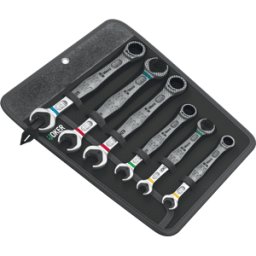 WERA 05020022001 - Juego de llaves de trinquete de anillo con boca, SW 10-19, 6 pie