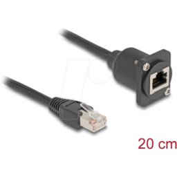 DELOCK 87964 - Cable RJ45 Cat.5e, macho / hembra, tipo D, negro, 20 cm