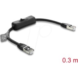 DELOCK 81561 - Cable RJ45 macho a macho con switch Cat.6 F/UTP, 0,3 m - negro