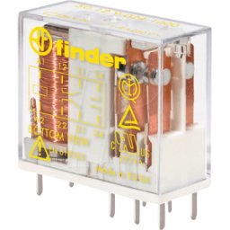 FINDER FIN 50.12.9 12V - Relé con contactos de guiado forzado, 2 CO, 8 a, 12 V CC
