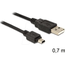 DELOCK 82396 - Cable USB 2.0, a macho a macho Mini B, 0,7 m