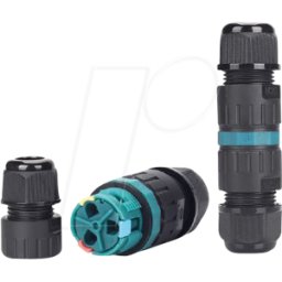 HEITRONIC HEIT 501325 - Conector de cable, Click&Connect,; 3 pines, IP68, negro/verde