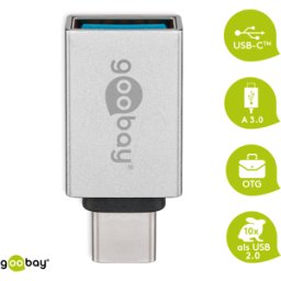 GOOBAY 56620 - Conector macho USB-C a conector hembra USB 3.0 A, plateado