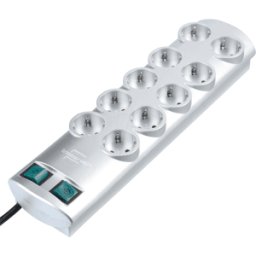 BRENNENSTUHL PL2 10-FACH SI - Primera-Line, tira de enchufe 10 veces, plata