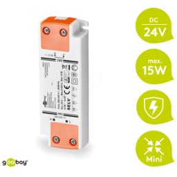 GOOBAY 30633 - Transformador LED, 15 W, 24 V CC, 625 mA, slim