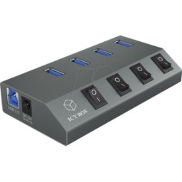 ICYBOX ICY IB-HUB1405 - USB 3,0 Hub de 4 puertos, USB-A, interruptor, negro