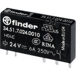 FINDER FIN 34.51 24V - Relés, solo en línea, 1x UM, 250V/6A, 24V..