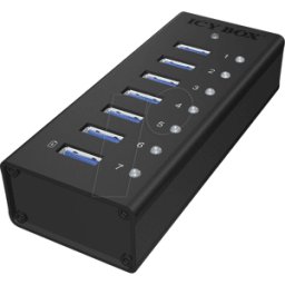 ICYBOX ICY IB-AC618 - USB 3,0 Alu Hub de 7 puertos con fuente de alimentación