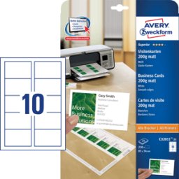 AVERY ZWECKFORM AVZ C32011-25 - Tarjetas de visita, bordes lisos, 250 unidades, blanco