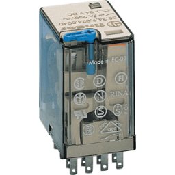FINDER FIN 55.34.9 24V1 - Relé con conexiones de enchufe, 4 CO, 7 a bañada en oro,