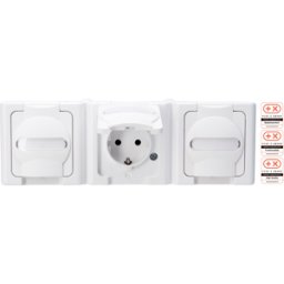 KOPP EL BE 131302006 - AZUL ELECTRIC - Enchufe con tapa abatible, 3 veces, blanco &aacu