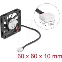 DELOCK 67294 - Ventilador axial de 12 V de corriente continua, 60 x 60 x 10 mm
