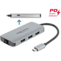 DELOCK 63252 - Replicador de puertos/base, USB tipo C, portátil