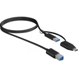 ICYBOX ICY IB-CB032 - Cable USB 3.0, conector B a macho + adaptador USB-C, 1 m