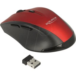 DELOCK 12493 - Ratón, inalámbrico, negro/rojo