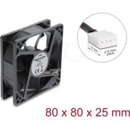 DELOCK 67451 - Ventilador axial 48 V DC, 80 x 80 x 25 mm, conector PWM de 4 pin