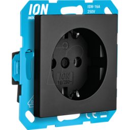 ION INDUSTRIES ION 10300216 - Enchufe de pared RA con protección táctil V1/J1/D1, negro mate