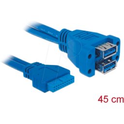 DELOCK 82942 - Cable USB 3.0, conector hembra de poste a 2 conectores hembra US