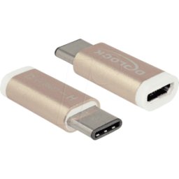 DELOCK 65677 - Conector hembra USB 2.0 Micro B a conector macho USB tipo C gold