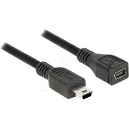 DELOCK 82667 - Cable USB 2.0, conector macho Mini B a conector hembra Mini B, 1