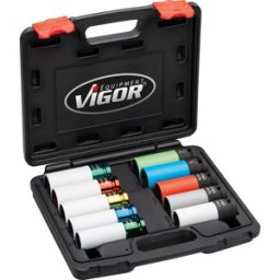 VIGOR VI 6312/10 - Juego de llaves de vaso para atornillador de impacto, 10 piezas