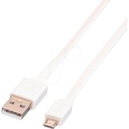 ROLINE 11028761 - Cable de sincronización y carga, USB-A -> Micro B, blanco