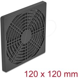 DELOCK 67313 - Rejilla de ventilador con filtro de polvo, 120 x 120 mm, negro