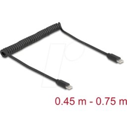 DELOCK 90369 - Cable USB 2.0 Type-C™ en espiral macho a macho 0,45 m a 0,75 m n