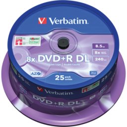 VERBATIM 43757 - DVD+R 8,5 GB doble capa, husillo de 25 unidades